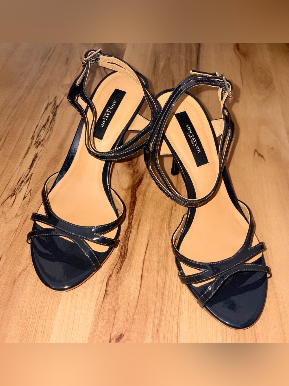 Ann Taylor Riley patent leather strappy sandals